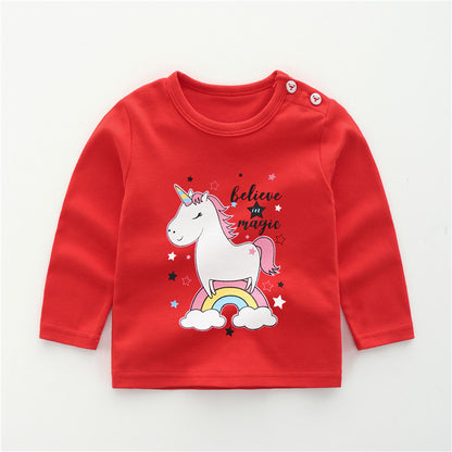 Girls Cotton Long Sleeve Cartoon Print T-Shirt – 7 Designs