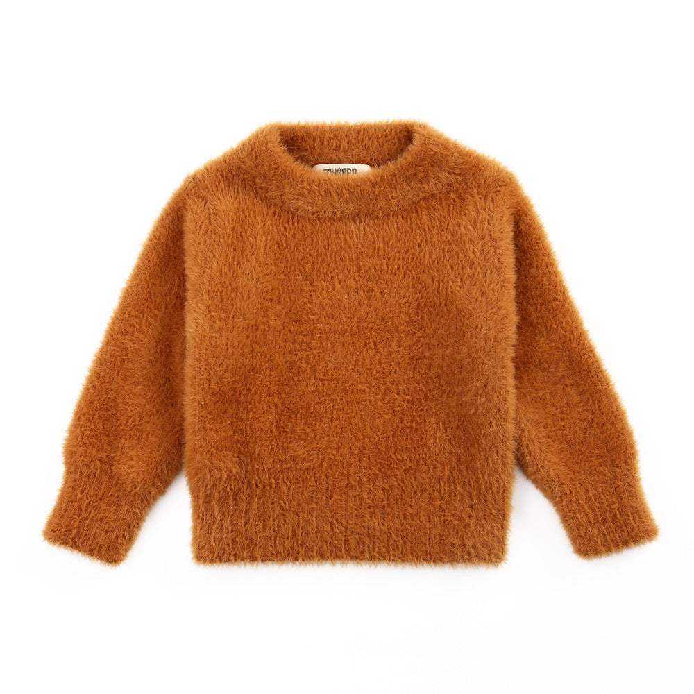 Girls Fluffy Pullover Sweatshirt – Soft Plush Top