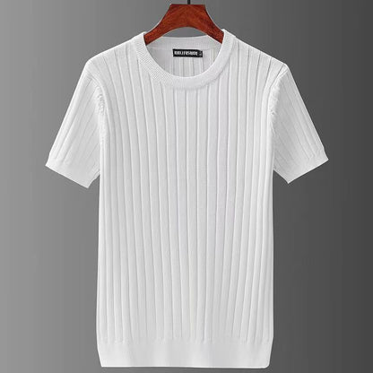 Men's Long Sleeve Basic Top – V-Neck & Crew Neck in White & Black