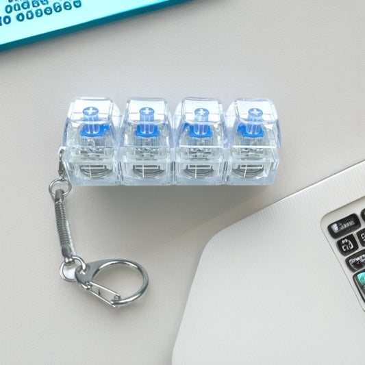 Mini 4-Key Mechanical Keyboard Fidget Clicker Keychain