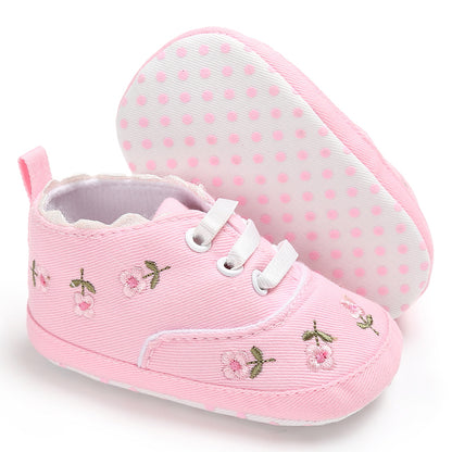 Girls' Floral Folk-Style Baby Toddler Shoes - Canvas Elastic Band Flat Sole