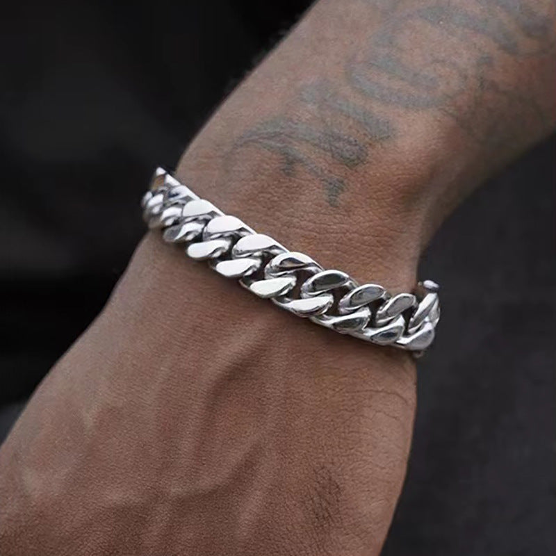 Men's Silver Cuban Chain Bracelet | Titanium Steel