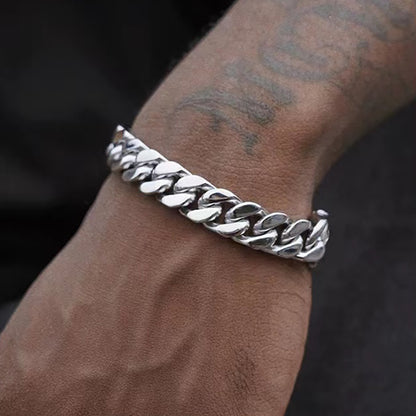Men's Silver Cuban Chain Bracelet | Titanium Steel