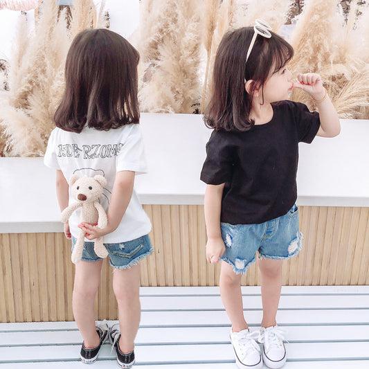 Children's Bear Print Short Sleeve T-Shirt – Cute Animal Summer Top