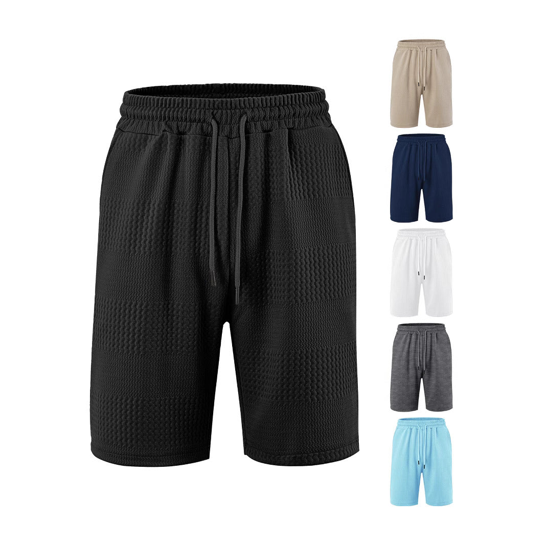 Men's Jacquard Stripe Casual Shorts | Polyester Loose Fit S-3XL