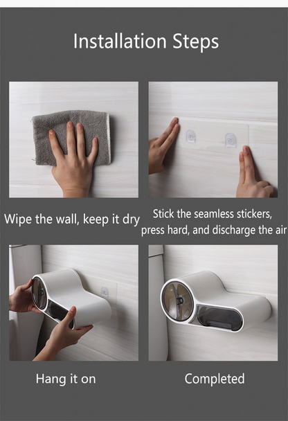 Toilet Roll Holder – No-Drill Waterproof Plastic Bathroom Tissue Holder