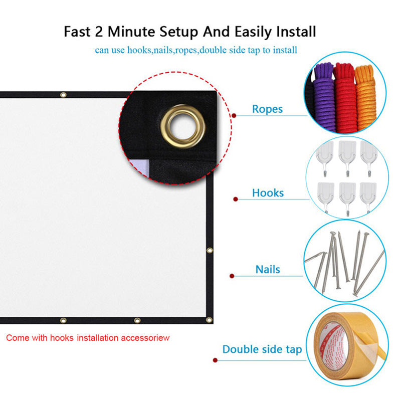 Portable Folding Projector Screen 60–150 Inch — 4:3 & 16:9