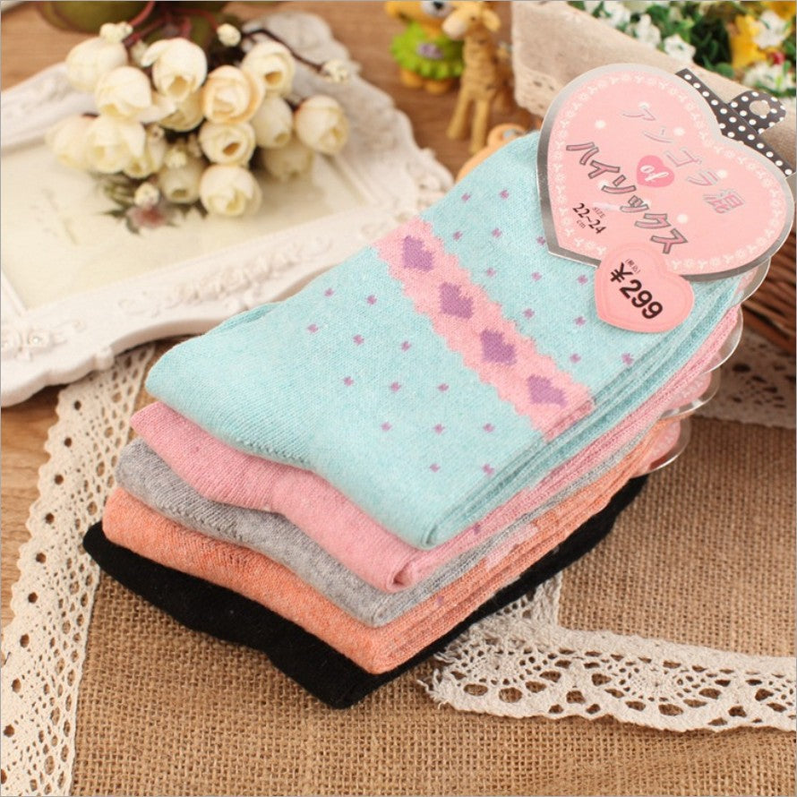 Women's Thick Rabbit Wool Cartoon Jacquard Socks | Mid-Tube