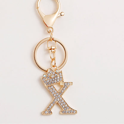 Crystal Crown Initial Letter Keychain A-Z