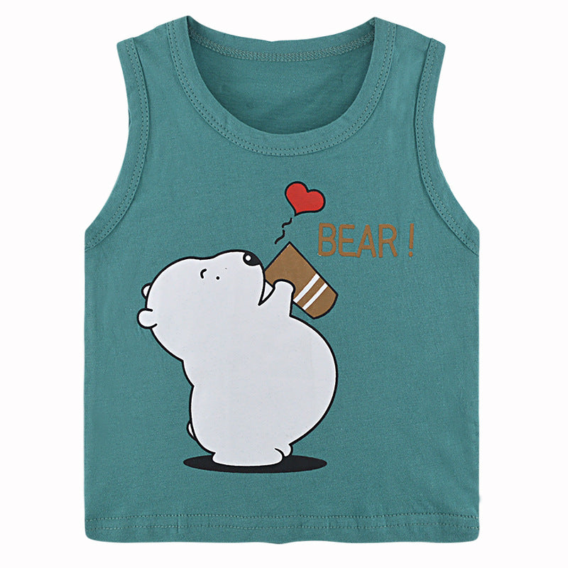 Children's Cartoon Print Cotton Sleeveless Vest | 10 Designs