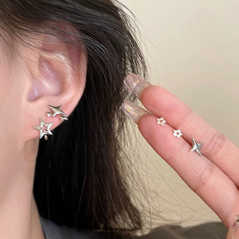 Pentagram Star Stud & Ear Clip Earrings in Copper