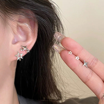 Pentagram Star Stud & Ear Clip Earrings in Copper