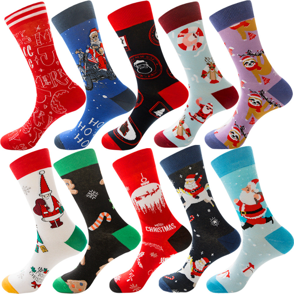 Men's Cotton Socks – 10 Pairs Mid-Calf Patterned Socks EU 39-45 23 Designs