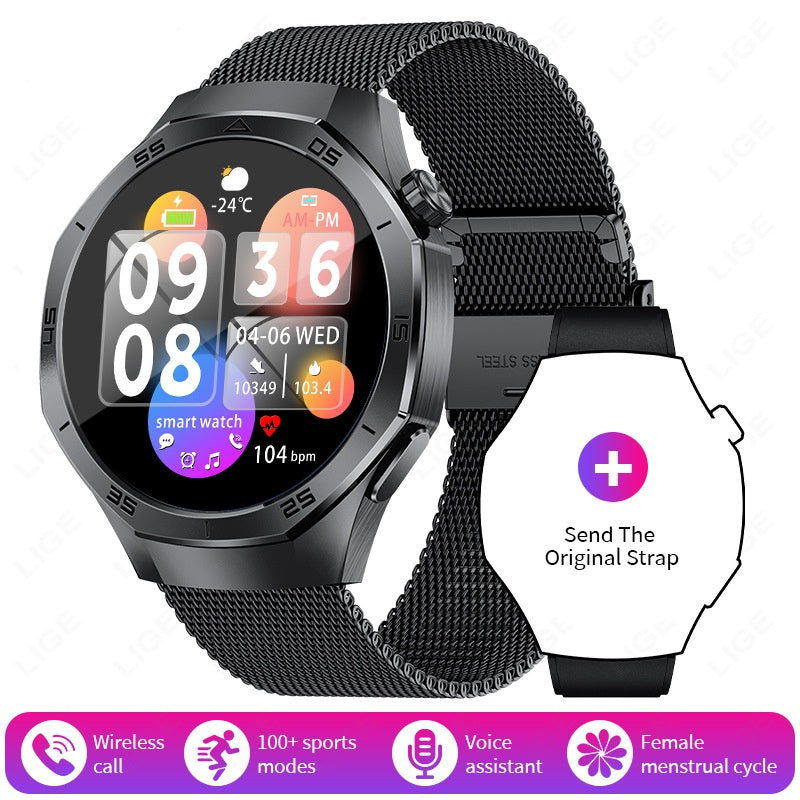 Smart Watch with Bluetooth Calling & Health Monitoring – Black & Silver
