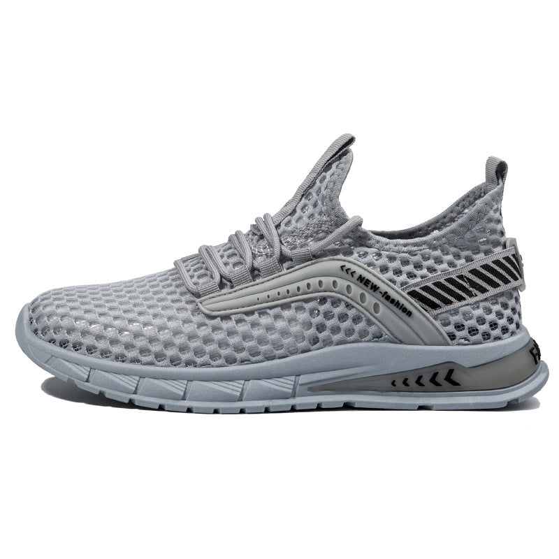 Breathable Mesh Low-Top Sports Casual Trainers - Lace-Up Rubber Sole