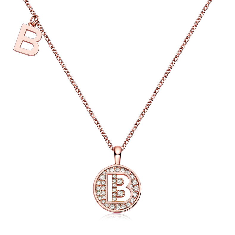 S925 Silver Moissanite Letter B Necklace | GRA Certified