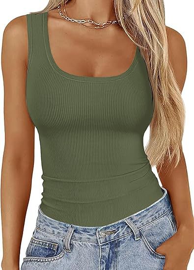 Women's Slim Fit Square Neck Sleeveless Vest Top | 8 Colours | S–2XL