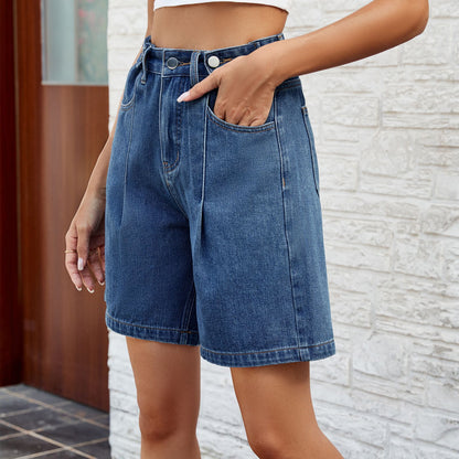 Women's Mid-Waist Denim Shorts | Adjustable Waist | 4 Colours