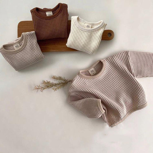 Baby & Toddler Waffle Knit Cotton Pullover | 3 Colours, 80–90cm