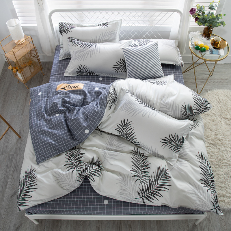 Reactive Print Twill Bedding Set 3 or 4 Piece | Mocha & Plaid