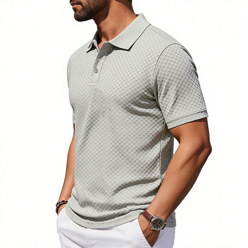 Men's Plaid Collared Polo Shirt | Breathable Short Sleeve