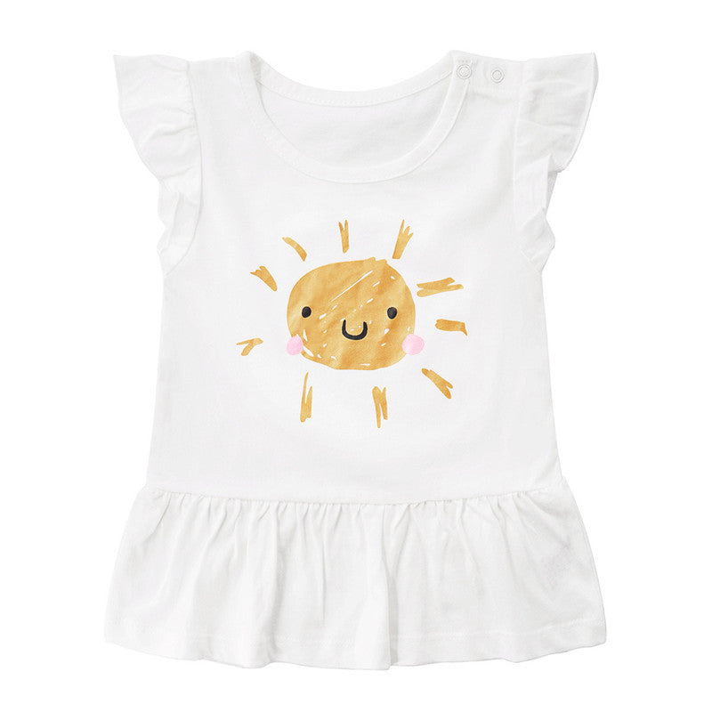 Girls Cotton Short Sleeve Top – Rose Red, Blue, Pink, White