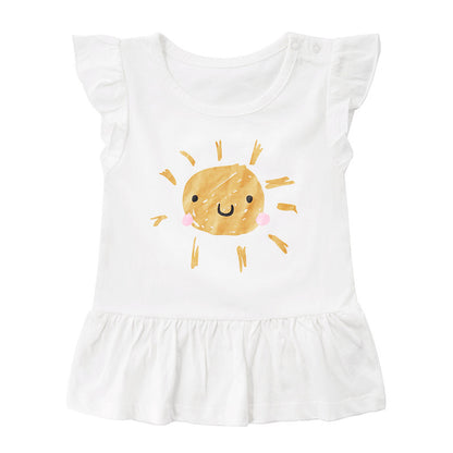 Girls Cotton Short Sleeve Top – Rose Red, Blue, Pink, White