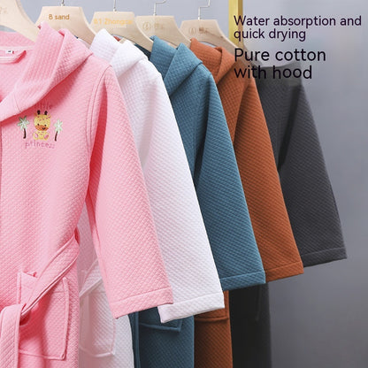 Children's Cotton Bathrobe | Hooded Wearable Towel for Boys & Girls