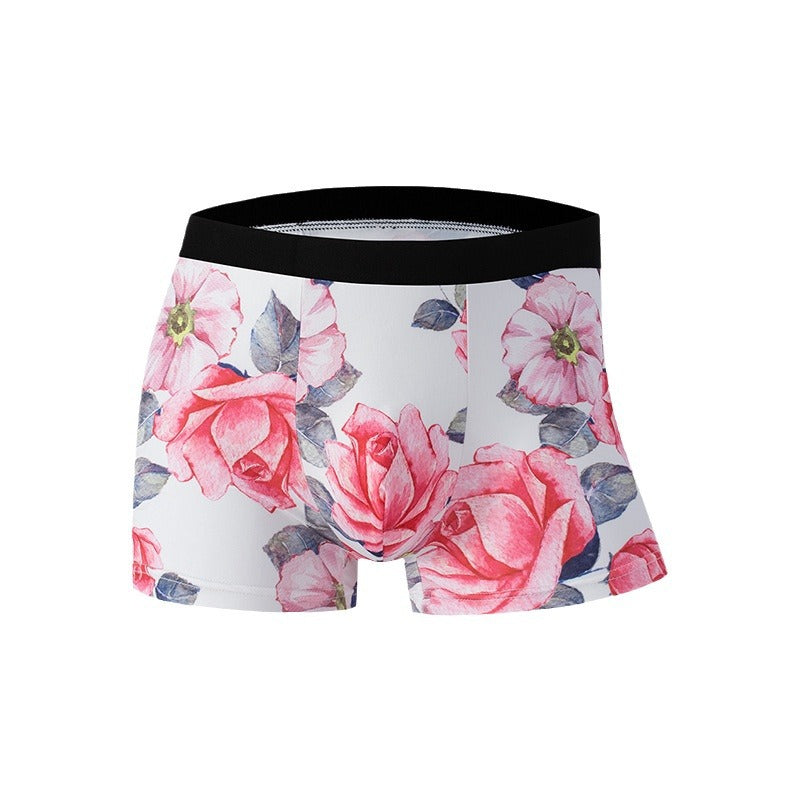 Men's Ice Silk Graffiti Print Boxer Briefs – Antibacterial Quick-Dry 4 Designs