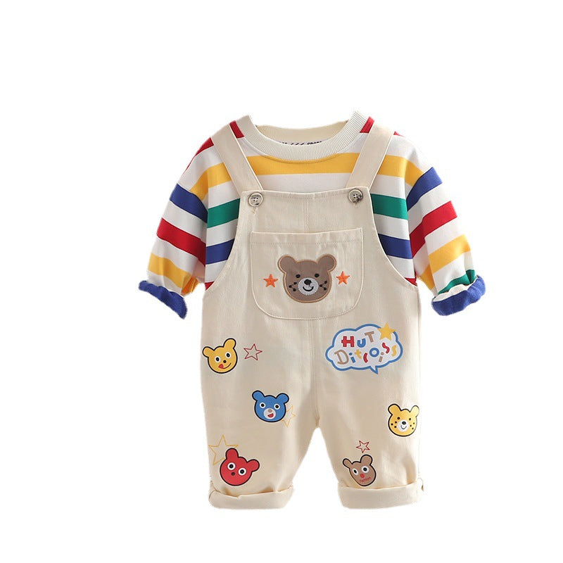 Boys' Plaid Shirt & Strap Trousers Set