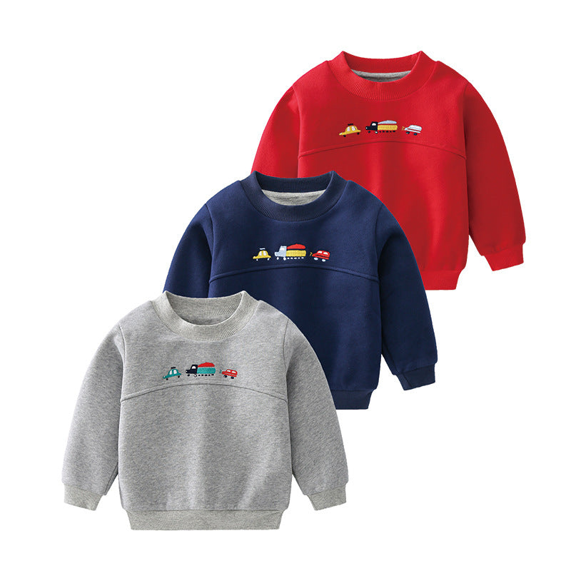 Children's Cartoon Car Knit Sweater | Kids Cotton Pullover