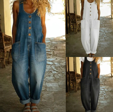Women's Loose-Fit Three-Quarter Sleeve Jumpsuit