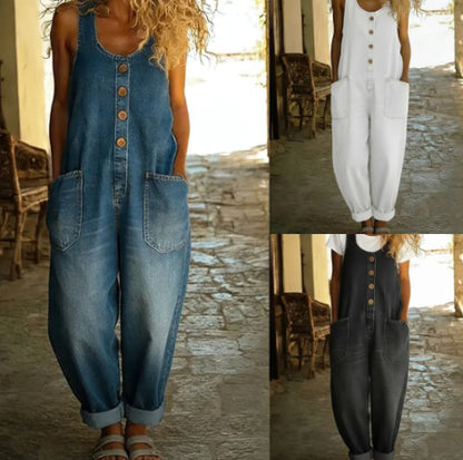 Women's Loose-Fit Three-Quarter Sleeve Jumpsuit