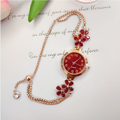 Women's Flower-Shaped Diamond Bracelet Watch | 7 Colours