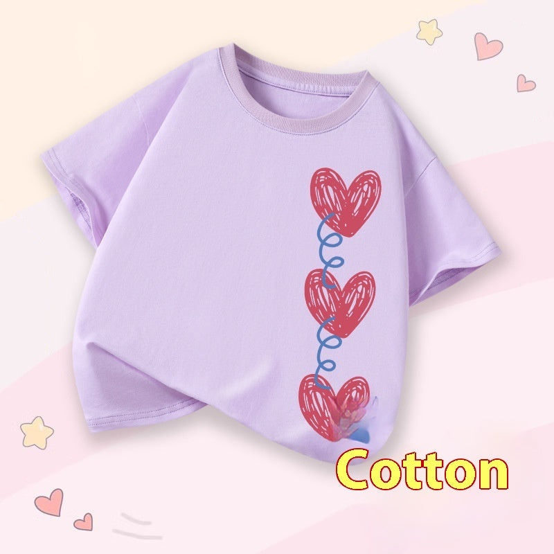 Girls Cartoon Print Short Sleeve Cotton T-Shirt – 14 Designs