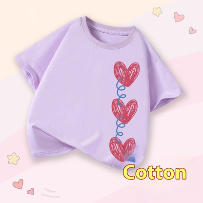 Girls Cartoon Print Short Sleeve Cotton T-Shirt – 14 Designs
