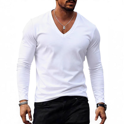 Men's Solid Colour V-Neck T-Shirt - Short Sleeve Casual Tee 7 Colours