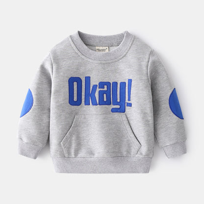 Boys' Letter Print Pullover Sweatshirt | Kids Cotton Sweatshirt