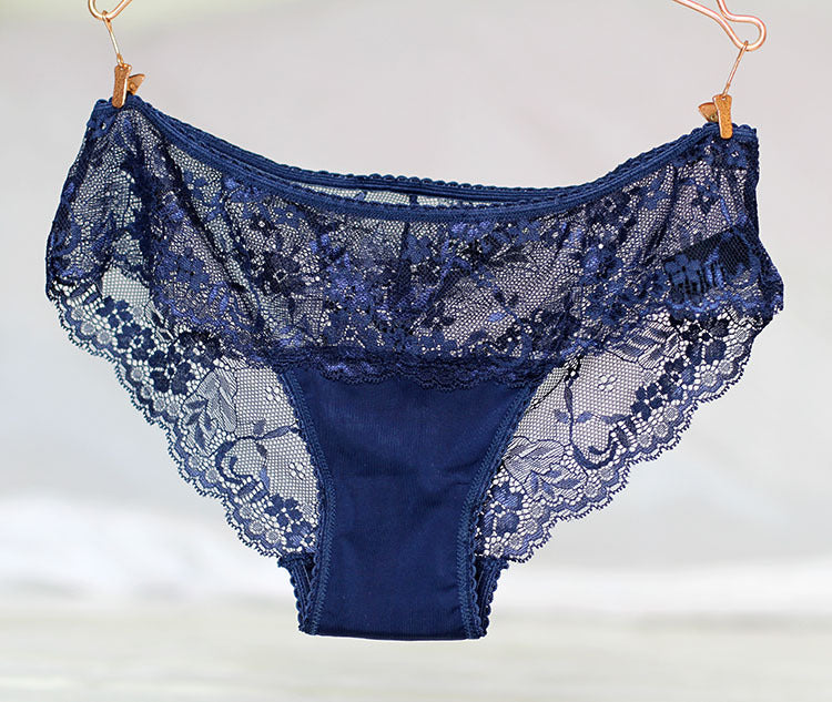 Women's Lace Trim Low-Rise Briefs - Seamless No-Trace Underwear