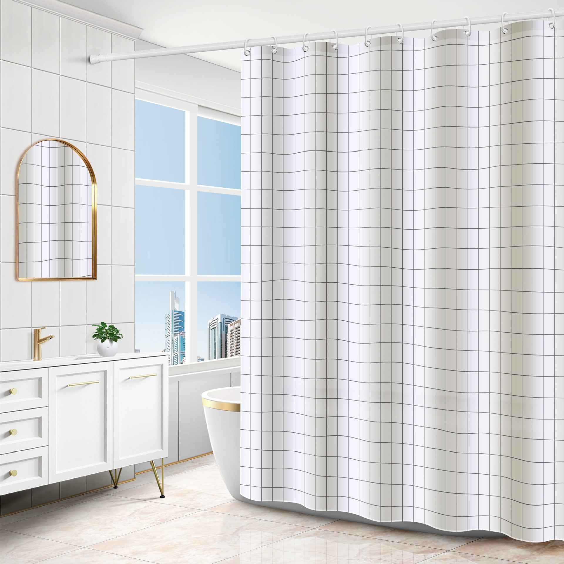 PEVA Shower Curtain – Waterproof Geometric & Printed Bathroom Curtain