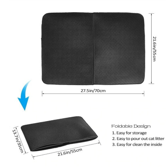 Waterproof Cat Litter Mat – EVA Honeycomb Double Layer | Foldable | Sizes XS–L