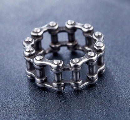 Men's Stainless Steel Link Chain Biker Ring – Punk Rock Motorcycle Band