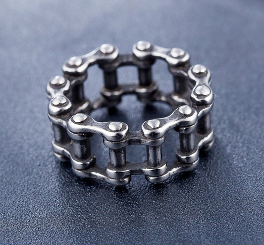 Men's Stainless Steel Link Chain Biker Ring – Punk Rock Motorcycle Band