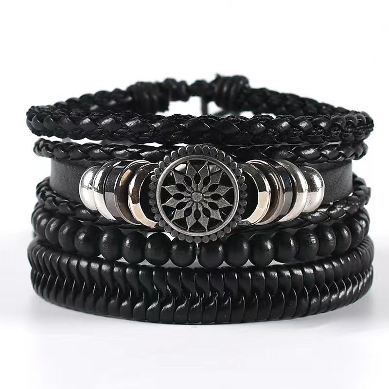 Men's Vintage Leather Bracelet – Woven & Knitted Styles, 30 Designs