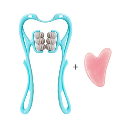 6-Roller Swan Neck Massager | Cervical Relief | Crystal Scraping Board