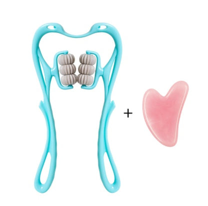 6-Roller Swan Neck Massager | Cervical Relief | Crystal Scraping Board