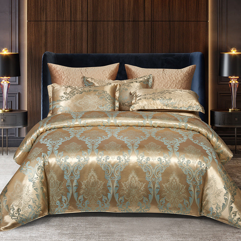 Jacquard Satin Floral Bedding Set – Polyester-Cotton, 9 Colours