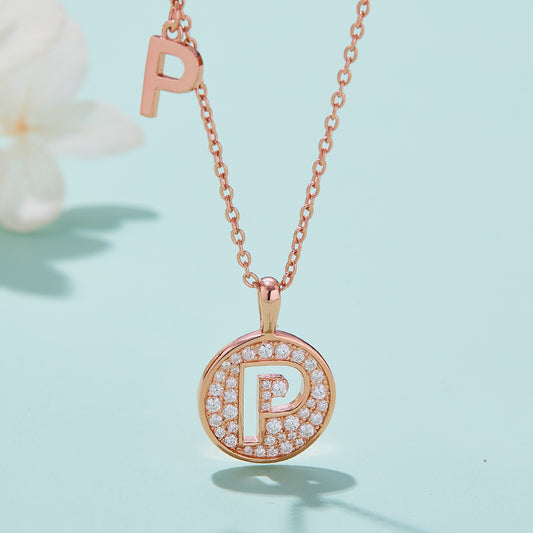 Moissanite Letter P Necklace | Platinum-Plated S925 Silver | GRA Certified