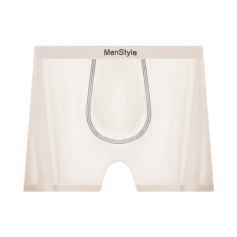 Men's Seamless Nylon Boxer Briefs – Breathable Ice Silk Mid-Waist