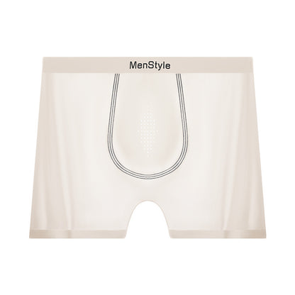 Men's Seamless Nylon Boxer Briefs – Breathable Ice Silk Mid-Waist